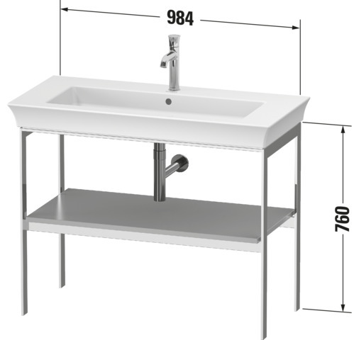 Duravit Metallkonsole bodenst. White Tulip 760x984x450mm, Graphit Hochglanz