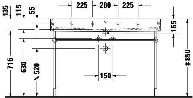 DU Metallkonsole Vero für 045412, höhenverstellbar, chrom