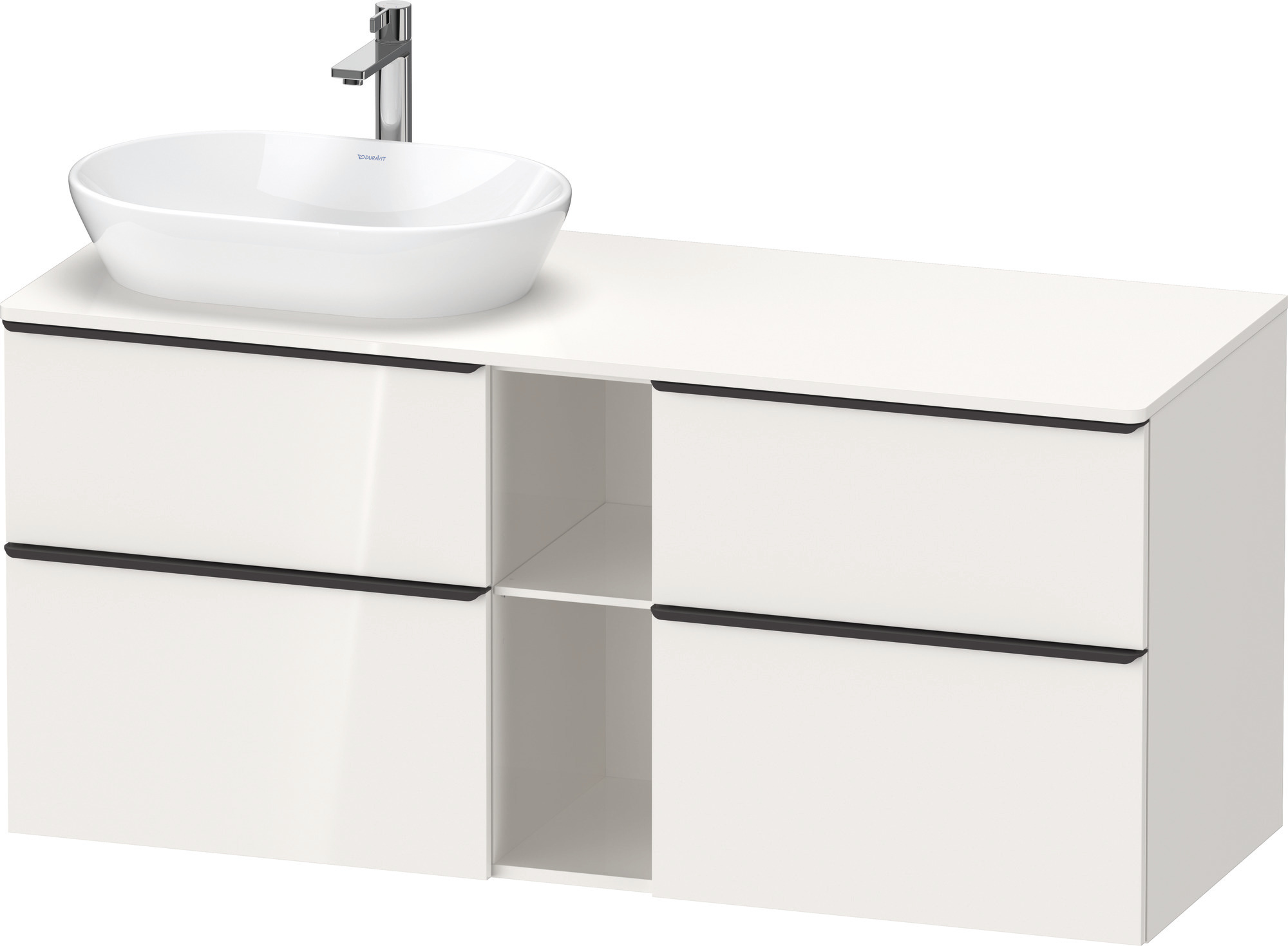 Duravit D-Neo,Kons-WTU,L,AZ:2,SBK:2,Gr:D.Schw 1400x550x644mm,Wandh.Weiß Hochglanz,Dek