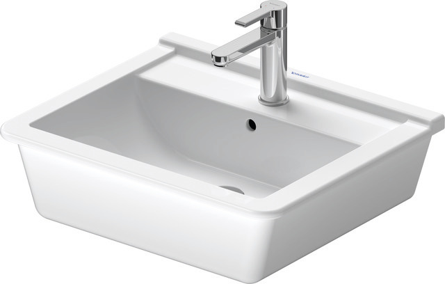DU Einbauwaschtisch Starck 3 560 mm EB v.oben, m.ÜL, m.HLB, 1 HL, weiß WG