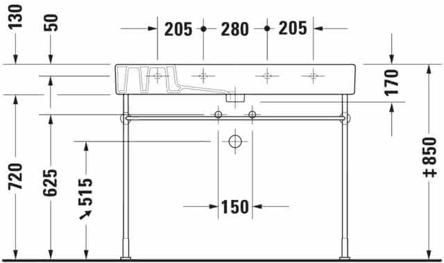 DU Möbelwaschtisch Vero 1050 mm mit ÜL, mit HLB, 1 HL, weiß