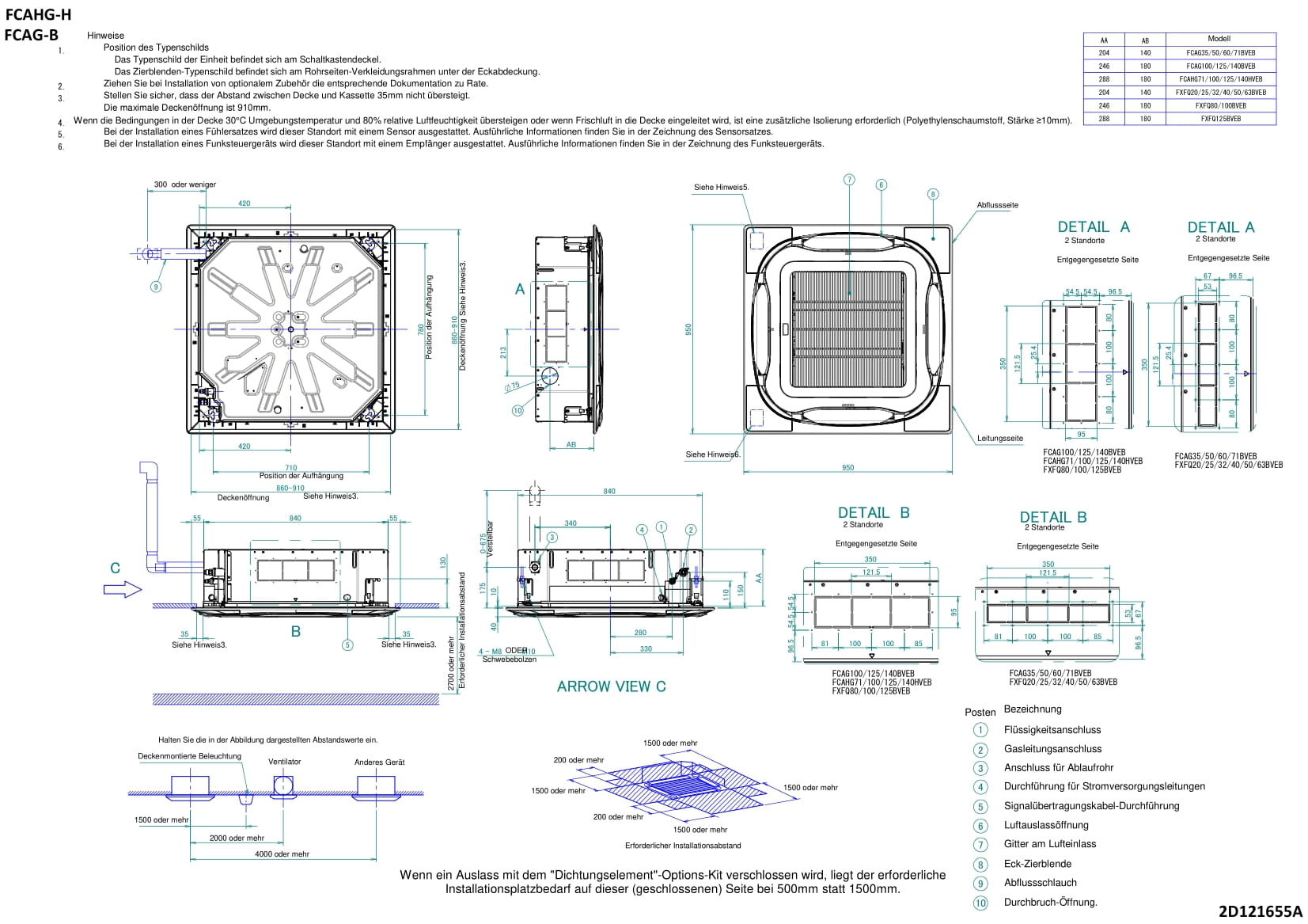 Daikin DAIKIN Roundflowkassette FCAG-B Baugröße 50