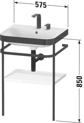 Duravit Metallk. mit Happy D.2 Plus bodenst. 850x575x490mm, 2 HL, Weiß Hochglanz