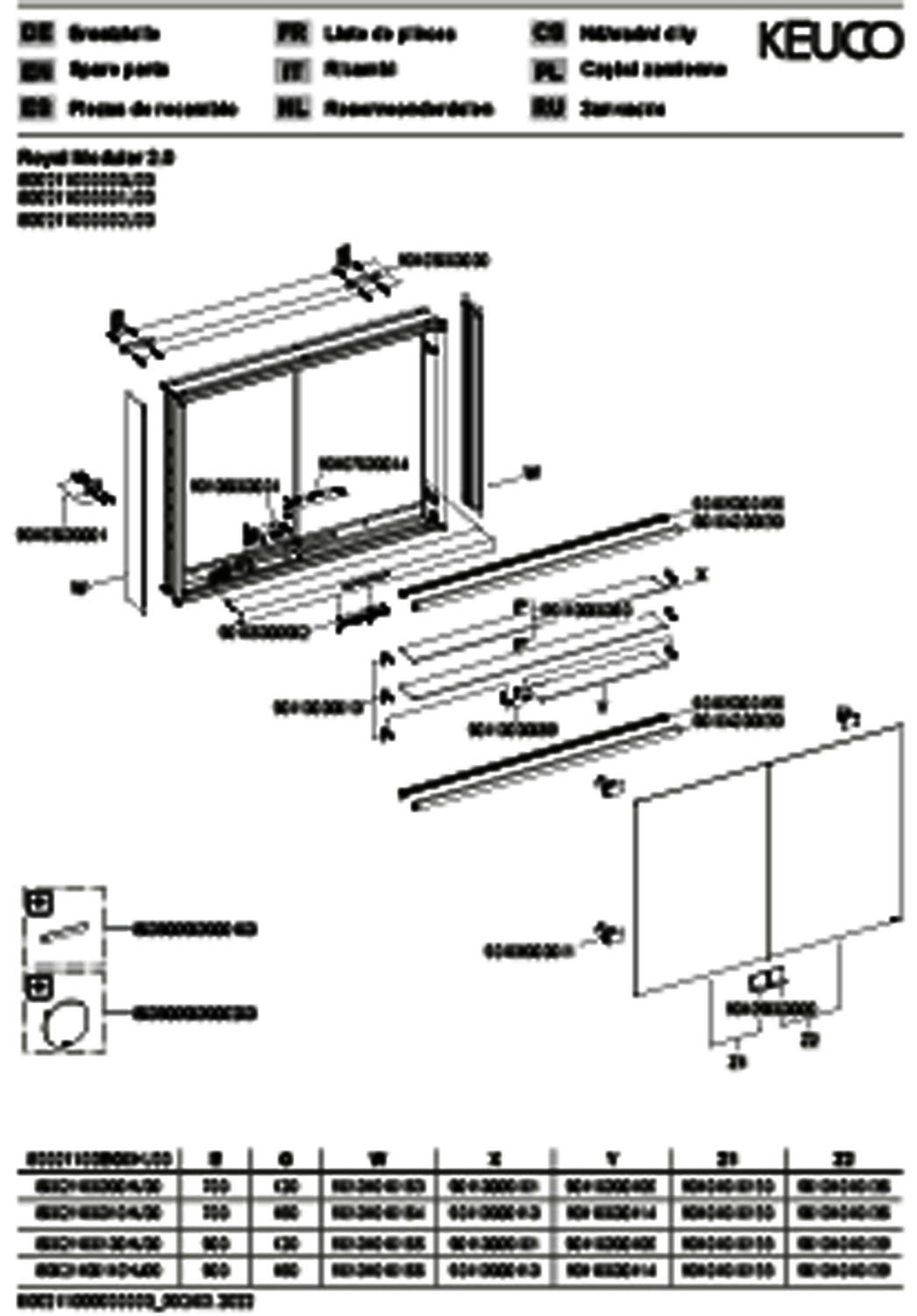 KEUCO Royal Modular 2.0 SPS, bel. 80021, Vorb,2Steckd,sb-elox,1050x900x160mm