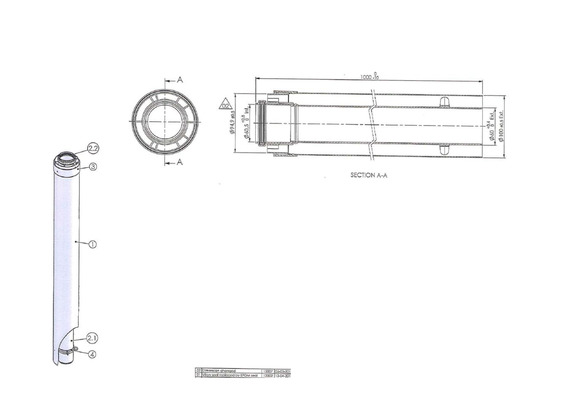 Brötje Verlängerungsrohr K60 KR1000 DN 60/100 konzentr. L=1000mm AL/PPs weiß