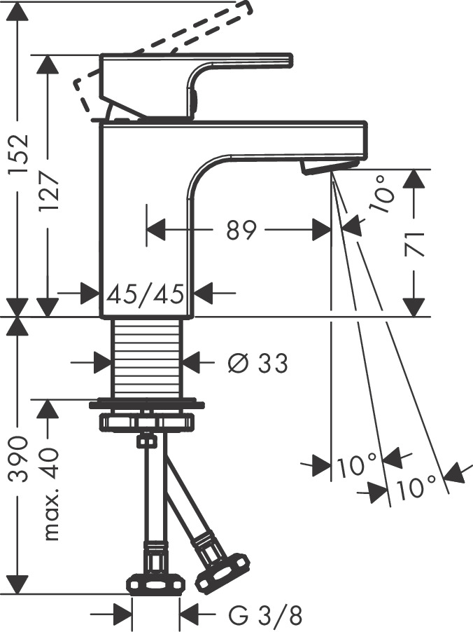 Hansgrohe Waschtischmischer 70 Vernis Shape ohne Ablaufgarnitur chrom