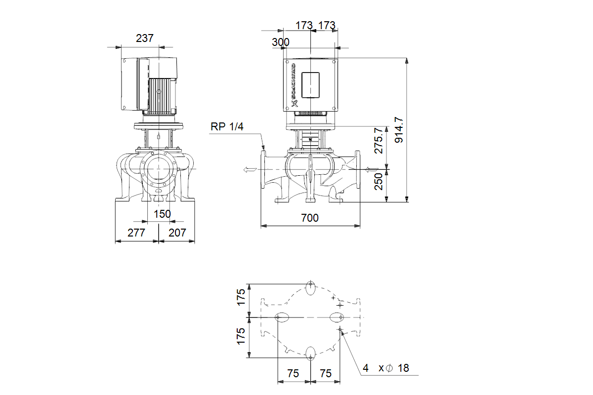 GRUNDFOS Elektr.ger.Trockenläuferpumpe TPE2 150-120 N-A-F-S-BQQE-LWA