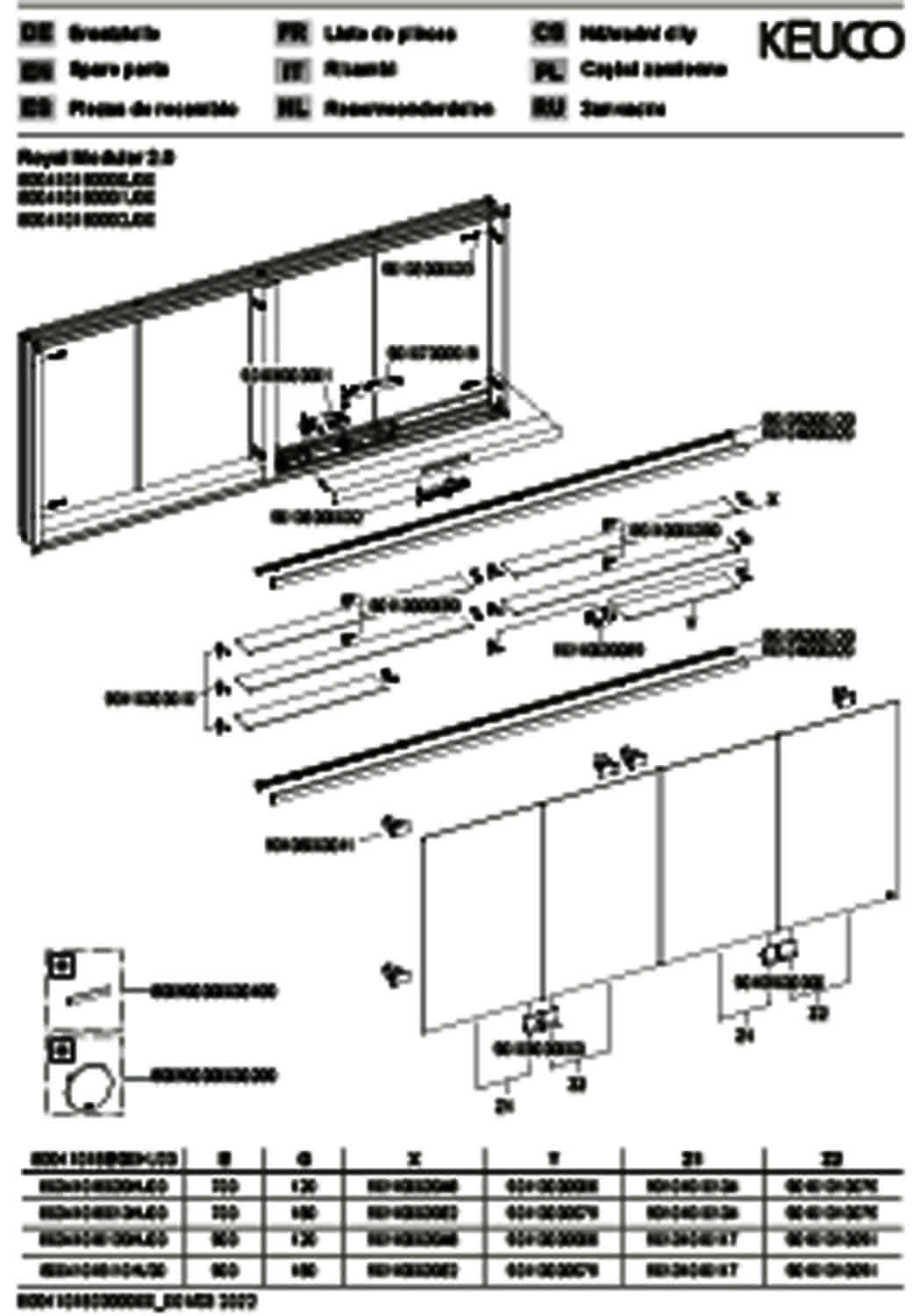 KEUCO Royal Modular 2.0 SPS, bel. 80041, Einb,4Steckd,sb-elox,1600x700x160mm