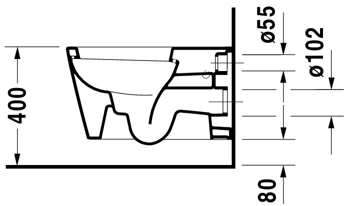 DU Wand-WC Starck 1 575 mm Tiefspüler, Durafix, weiß WonderGliss