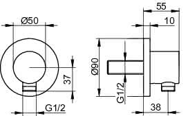 KEUCO Schlauchanschluss IXMO 59547, rund, verchromt