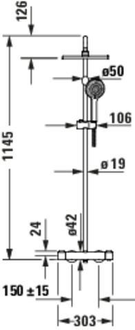 DU Duschsystem 1000 MinusFlow Brausethermostat, Edelstahl Gebürstet