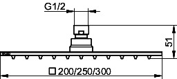 KEUCO Kopfbrause Armaturenzub. 59986, eckig, 200x200 mm, Chrom-finish