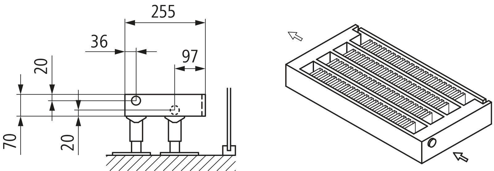 Kermi Kon m. Str. Typ44 BH280x255x1600 QN3467, weiß, 6bar, m. Abd., AB Uni.