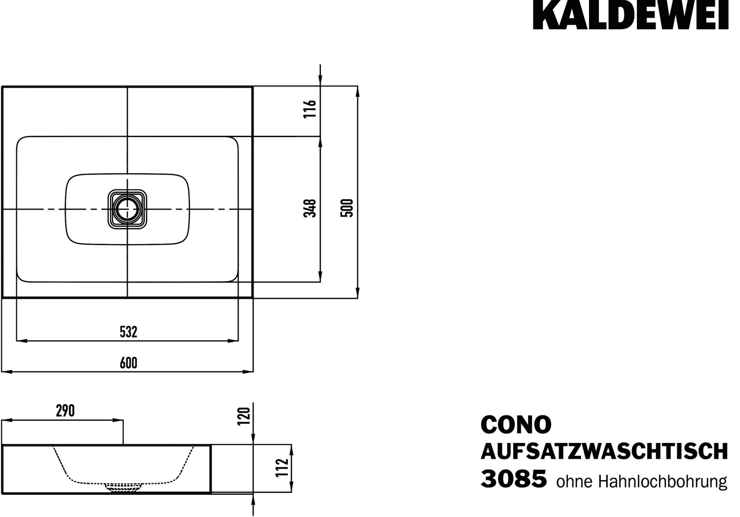KA WB CONO Mod.3085,600x500mm,alpwe,PEFF ,AD,oÜL