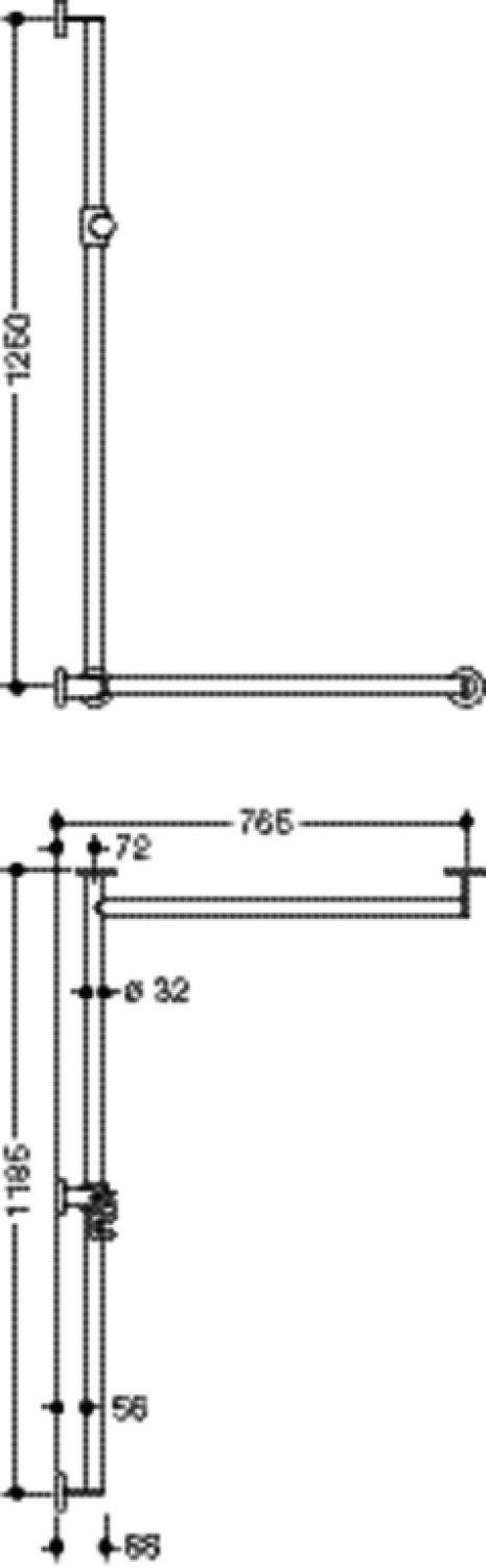 HEWI DUHA,d:32,re,A1:1250,W1:1185,W2: 765,plvb,Br.H.Kst. schw tiefmatt
