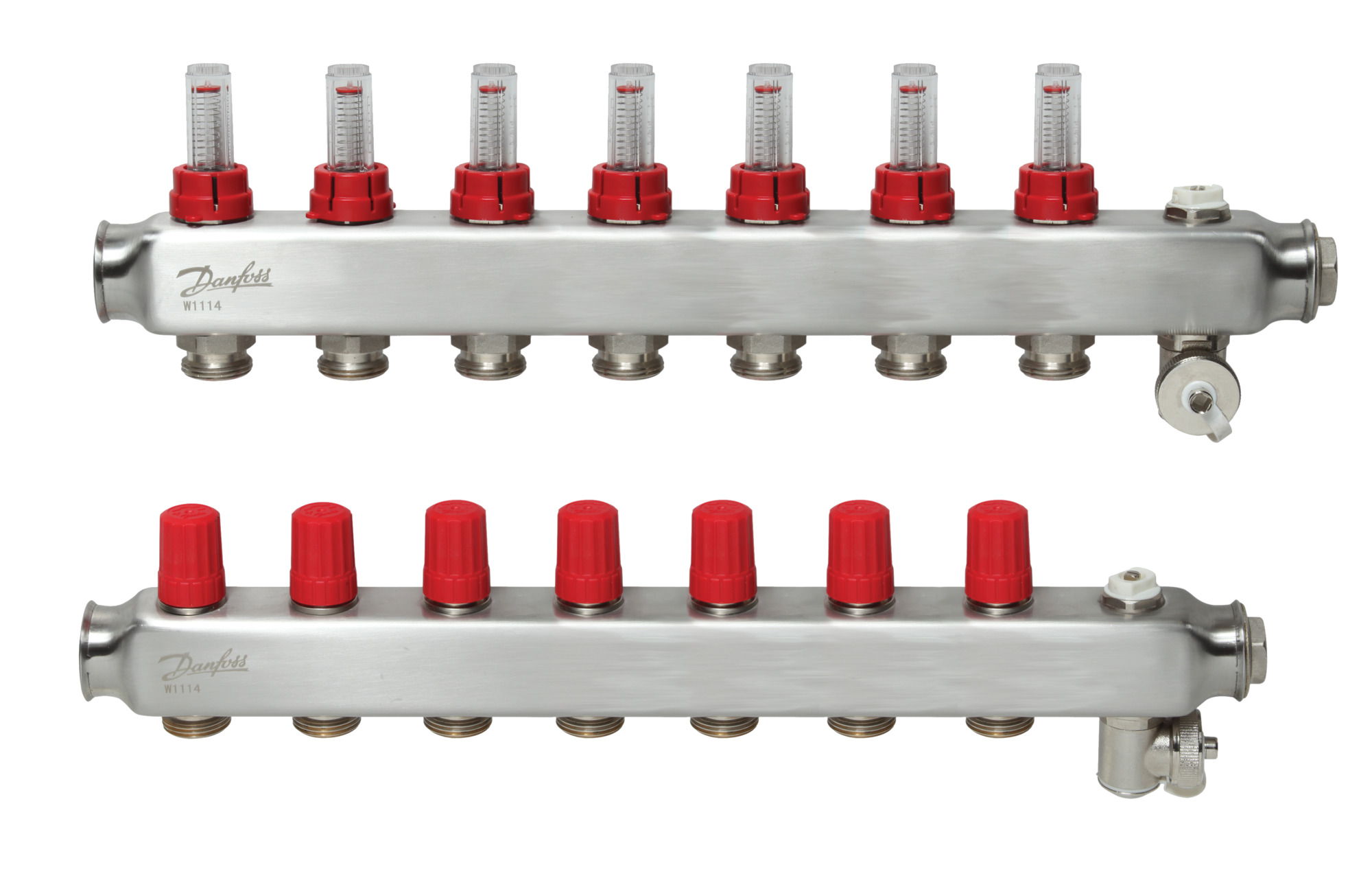 Danfoss FBH-Verteiler SSM-7F 7 Kreise, mit Durchflussanzeige