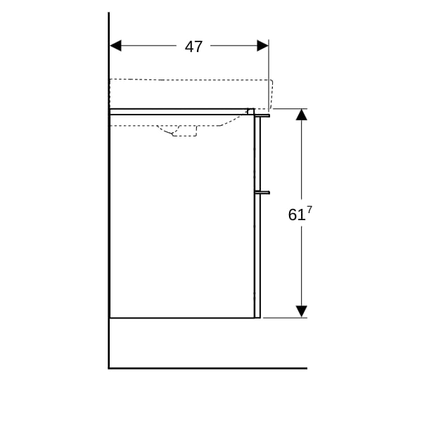 Geberit Smyle US für WT, eckig, m. 2 Schubl. 88,4x61,7x47cm, Nussbaum
