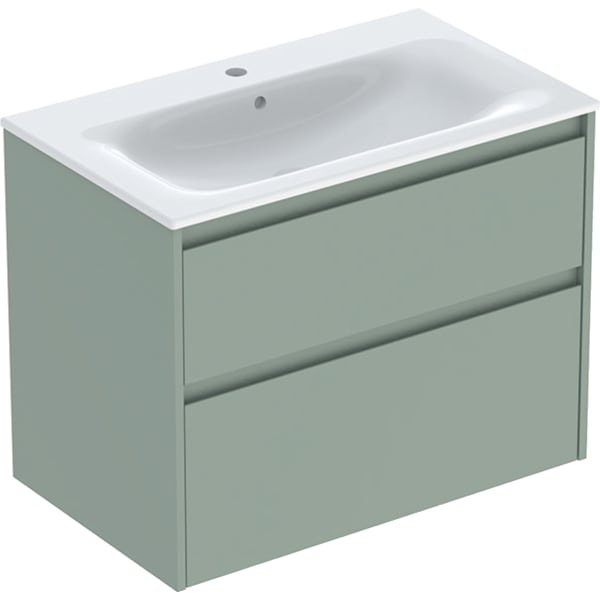 Geberit Renova Plan Set MWT mit US, 2 Schubl. 80x62,1x48cm, salbeigrün/l. seidenmatt