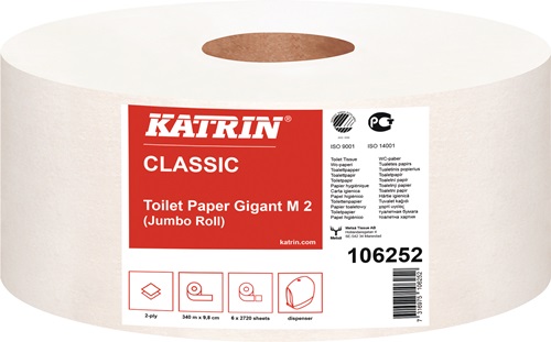 Toilettenpapier Katrin Classic Gigant M 2 2-lagig 6 RL a 2720 Blatt=16320 Bl. Toilettenpapier Katrin Classic Gigant M 2 2-lagig 6 RL a 2720 Blatt=16320 Bl.