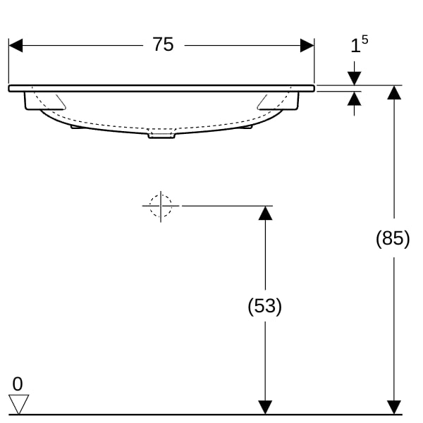 Geberit iCon Möbelwaschtisch 75x48cm ohne Hahnloch, ohne Ül., weiß, KeraTect