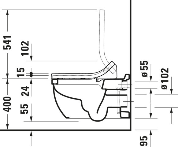 Duravit Wand-WC Starck 3 620 mm, Tiefspüler Durafix,f.SW m.verd.Anschl.,weiß,HYG