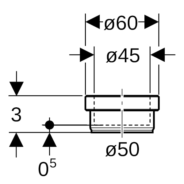 Geberit PE Anschlusssteckmuffe mit Rundschnurring d50/45