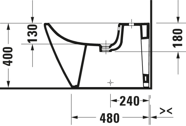 Duravit Standbidet D-Neo, 650mm, Weiß mit ÜL,mit HLB,1 HL