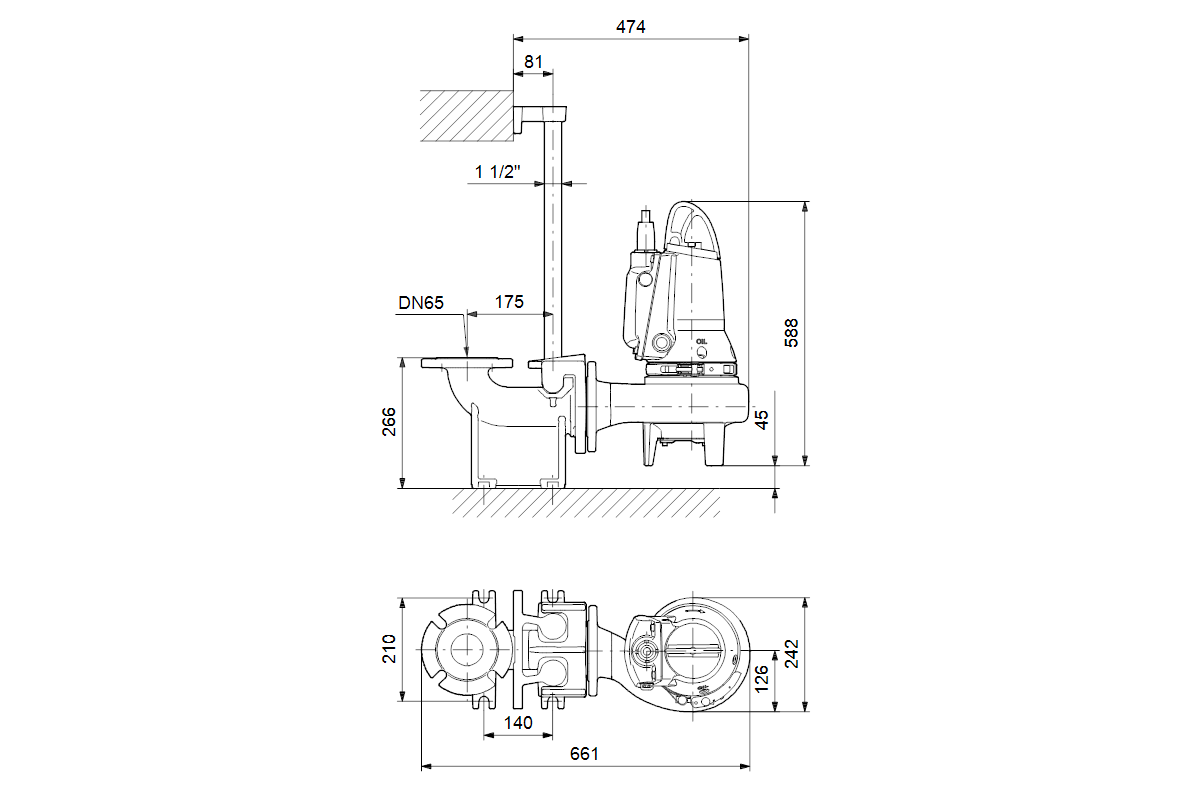 GRUNDFOS Abwasserpumpe Einkanallaufrad SL1.50.65.09.E.2.1.502