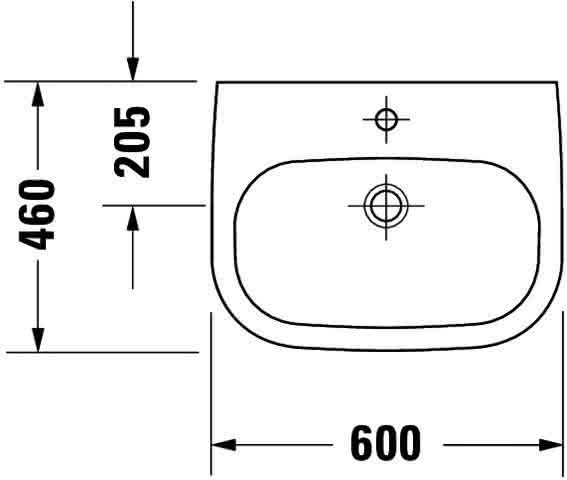 DU Waschtisch D-Code Med 600 mm ohne ÜL, mit HLB, 1 HL, weiß