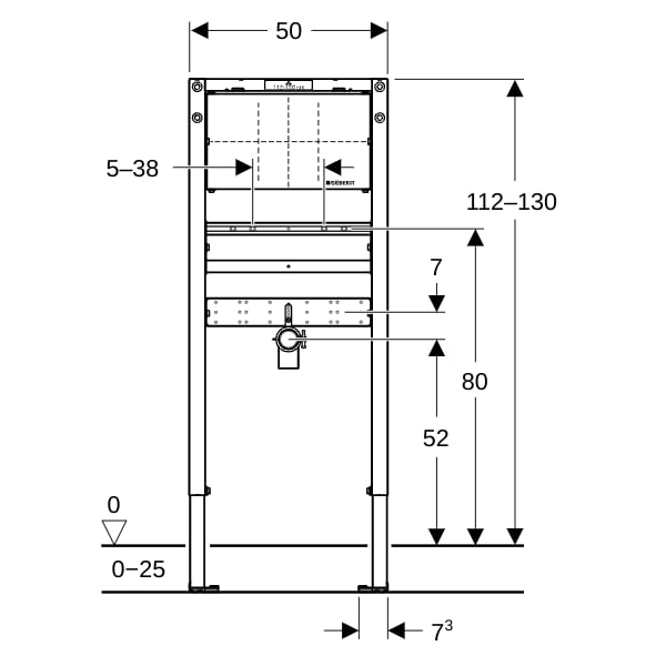 Geberit Duofix Element f. WT, 112-130 cm Wandarmatur Unterputz