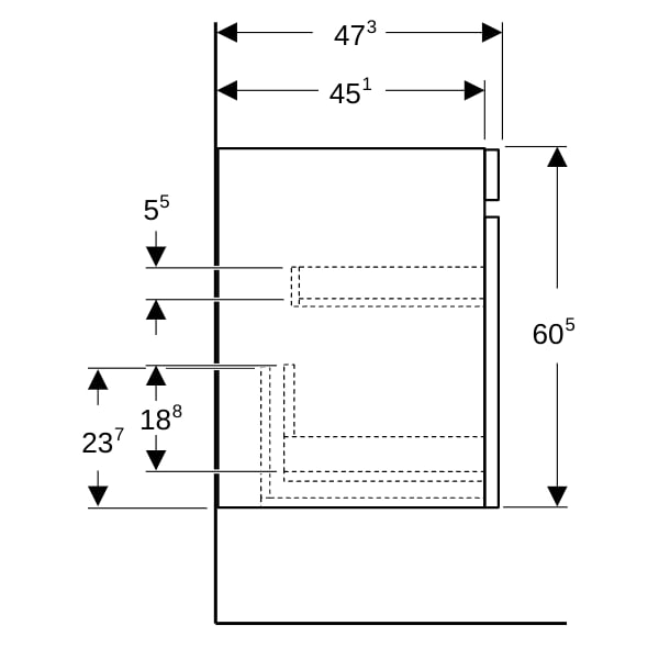 Geberit Renova Plan US für MWT, mit 1 Schbl. 98,8x60,5x47,3cm, weiß