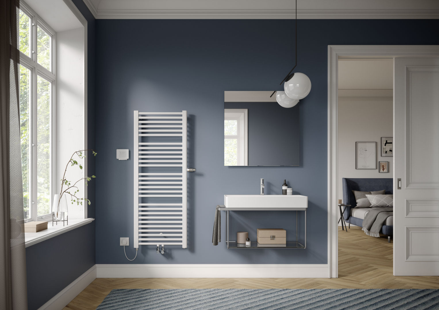 Kermi Basic plus, BH 1770x599x35 mm QN 993 W, RAL 9016, Ventil links