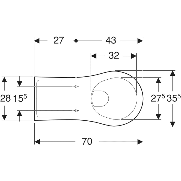 Geberit Vitalis Wand-WC Tiefspüler verlängerte Ausladung, T:70cm, weiß